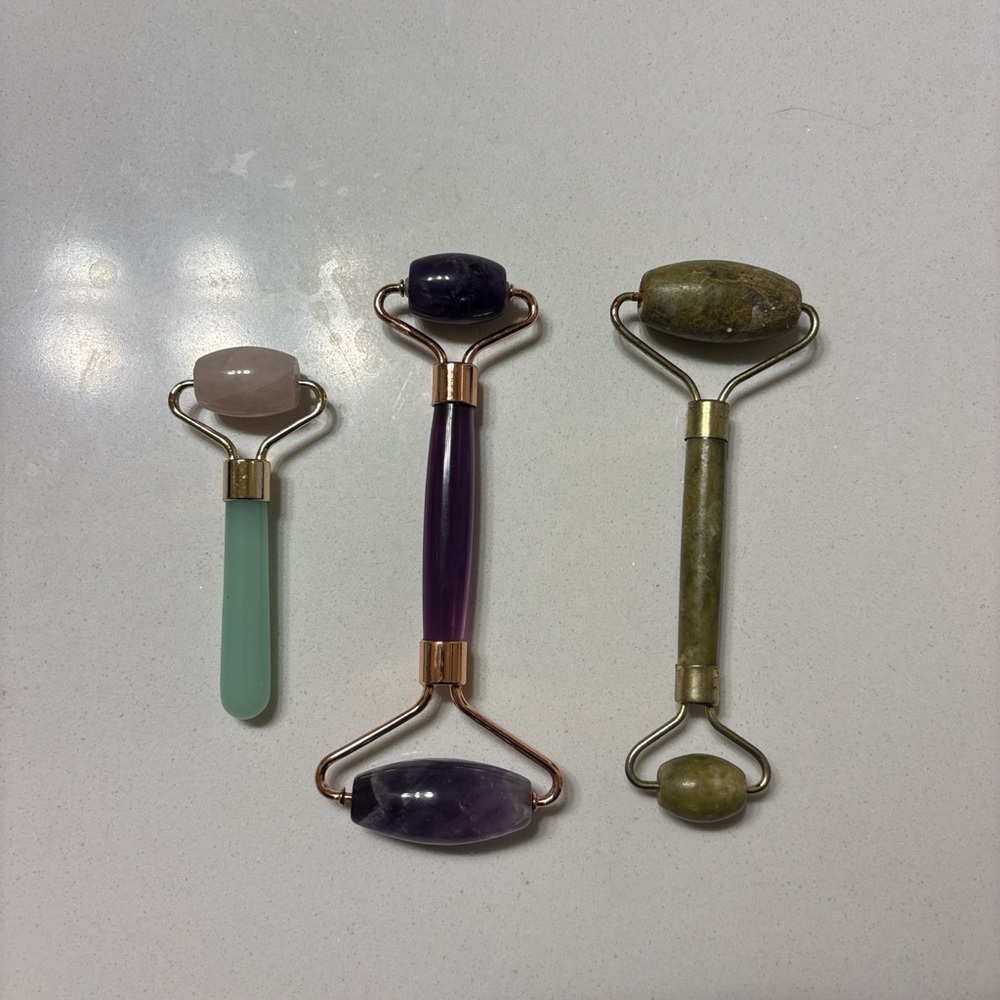 Triple Facial Roller Set - Green, Purple, Pink